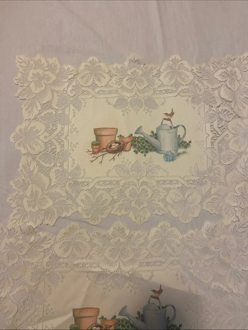 Vintage Lace Tea Time Doilies /Place Mats- Cream with Pastel Motif